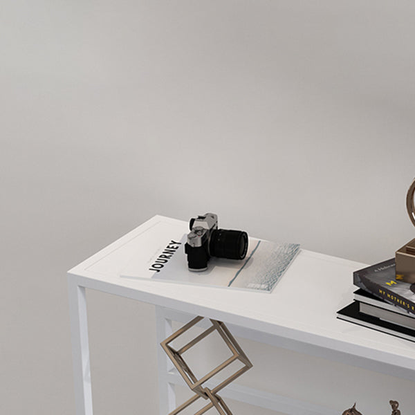 9.84" W Contemporary Console Accent Table Antique Finish Console Sofa Table in Metal