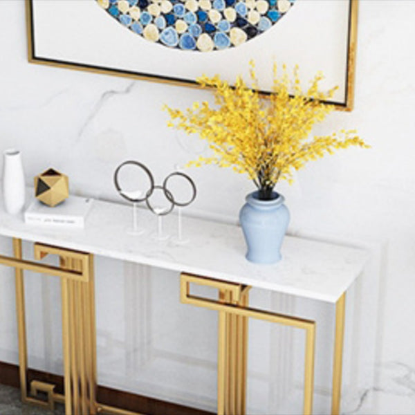 Contemporary Iron Console Sofa Table Rectangle Marble End Table for Hall