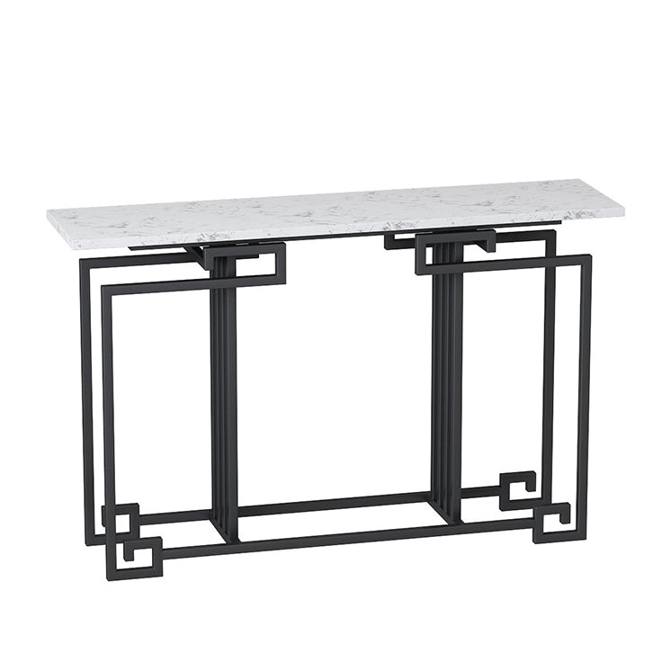 Contemporary Iron Console Sofa Table Rectangle Marble End Table for Hall