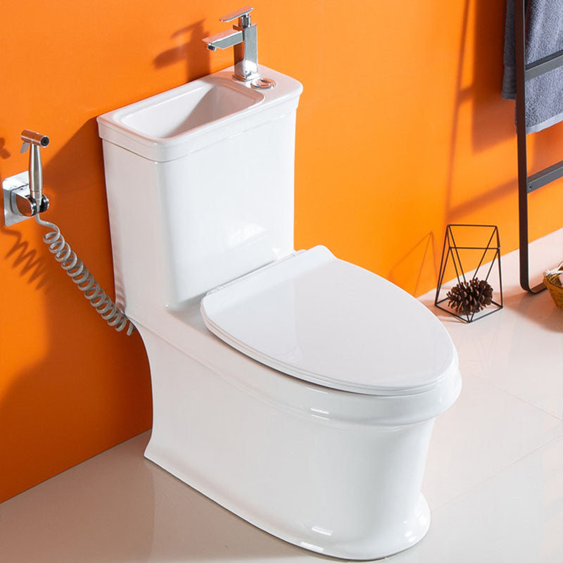 Siphon Jet Flush Toilet Modern One-Piece Toilet with Slow Close Seat