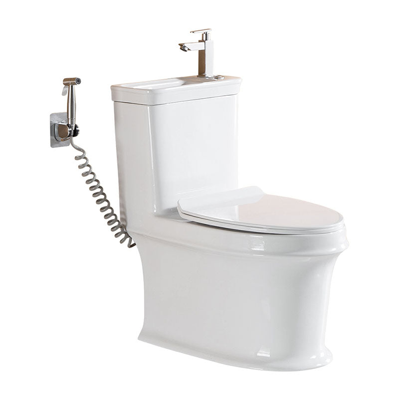 Siphon Jet Flush Toilet Modern One-Piece Toilet with Slow Close Seat