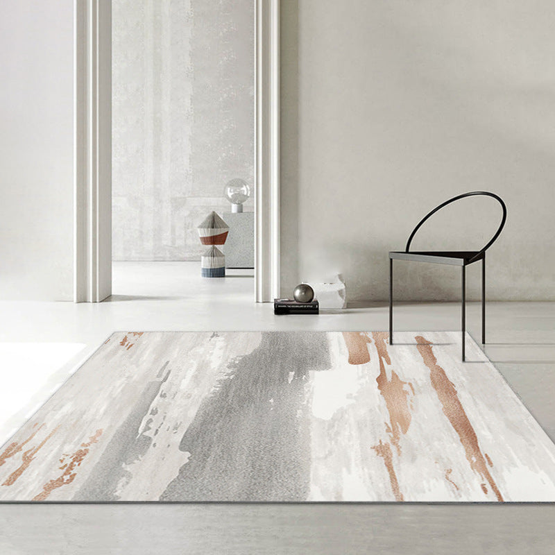 Grey Modern Carpet Polyester Graphic Carpet Washable Carpet for Home Decor