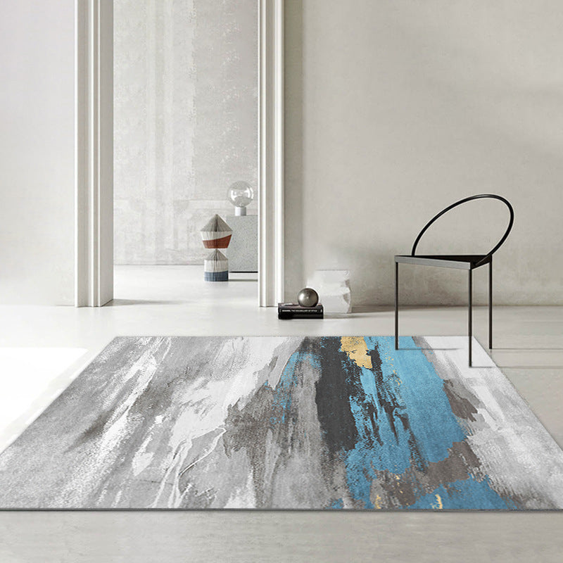 Grey Modern Carpet Polyester Graphic Carpet Washable Carpet for Home Decor