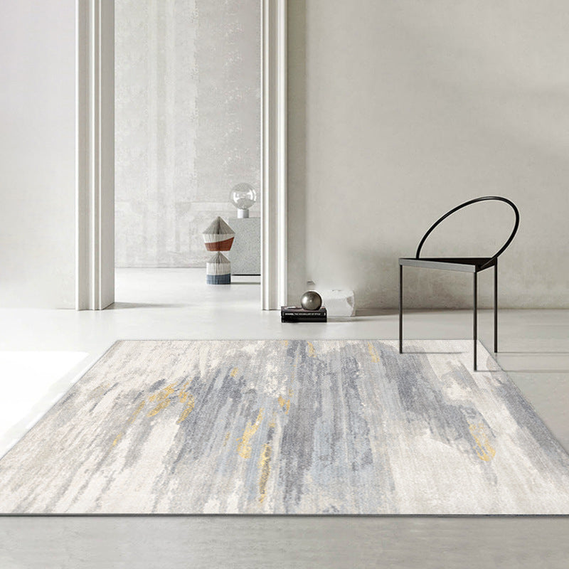 Grey Modern Carpet Polyester Graphic Carpet Washable Carpet for Home Decor