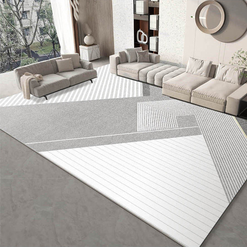 Modern Light Grey Carpet Polyester Geometry Carpet Washable Carpet for Home Decor