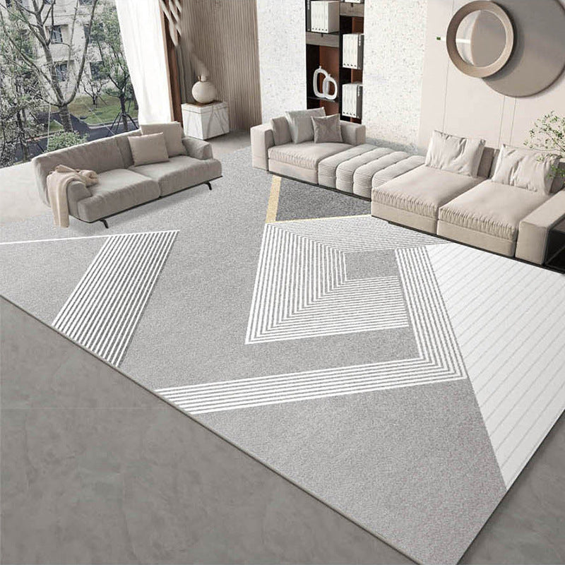 Modern Light Grey Carpet Polyester Geometry Carpet Washable Carpet for Home Decor