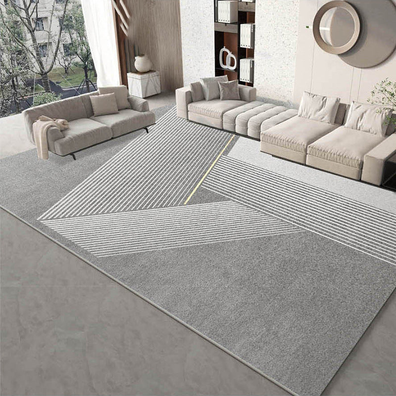 Modern Light Grey Carpet Polyester Geometry Carpet Washable Carpet for Home Decor