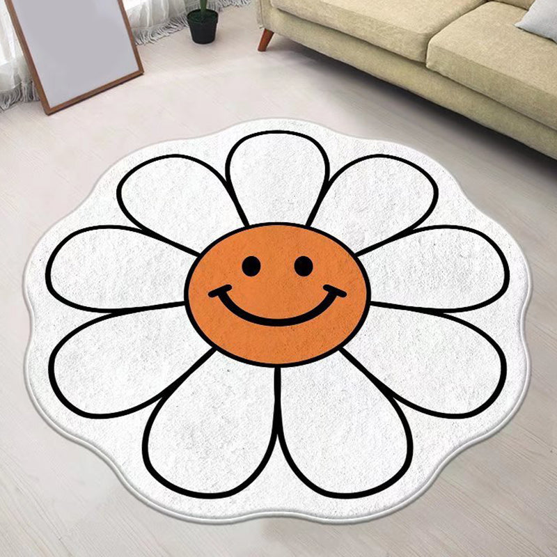 Yellow Modern Carpet Polyester Flower Carpet Stain Resistant Carpet for Home Decor