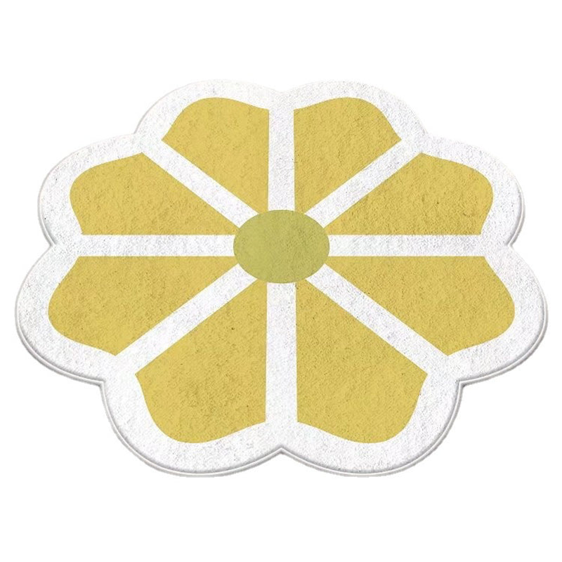 Yellow Modern Carpet Polyester Flower Carpet Stain Resistant Carpet for Home Decor