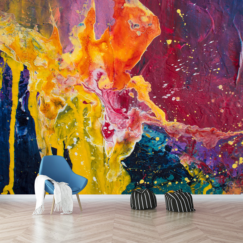 Illustration Abstract Style Mural Mildew Resistant Wallpaper Sleeping Room Wall Mural