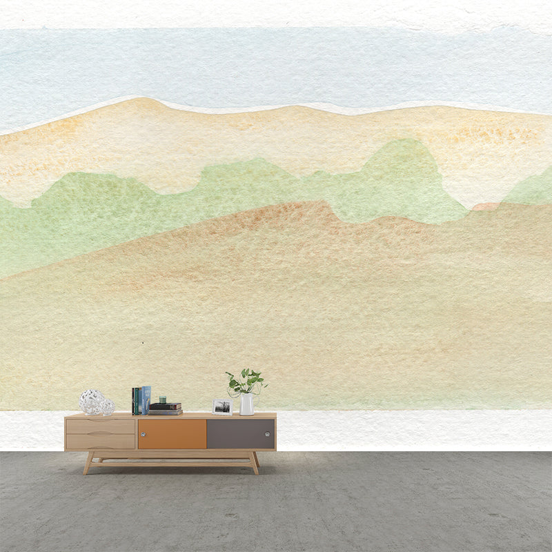 Abstract Watercolor Stain Resistant Mural Illustration Washable Sitting Room Wall Mural