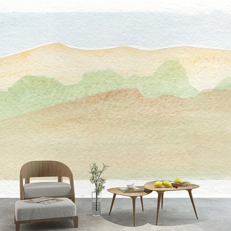 Abstract Watercolor Stain Resistant Mural Illustration Washable Sitting Room Wall Mural