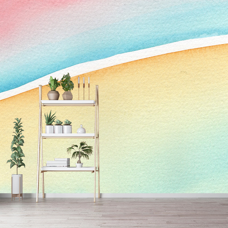 Abstract Watercolor Stain Resistant Mural Illustration Washable Sitting Room Wall Mural