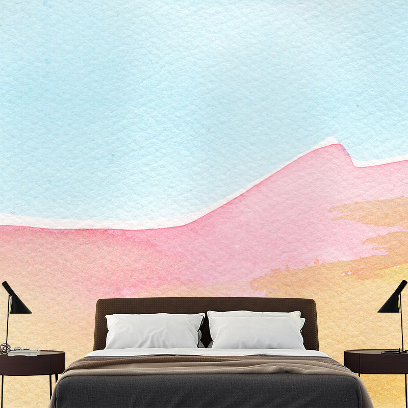 Abstract Watercolor Stain Resistant Mural Illustration Washable Sitting Room Wall Mural