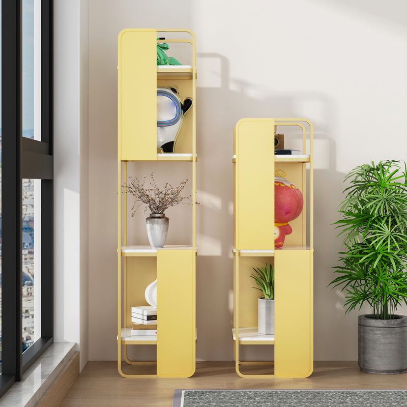 Modern Metal Shelf Bookcase Open Back Bookshelf for Living Room