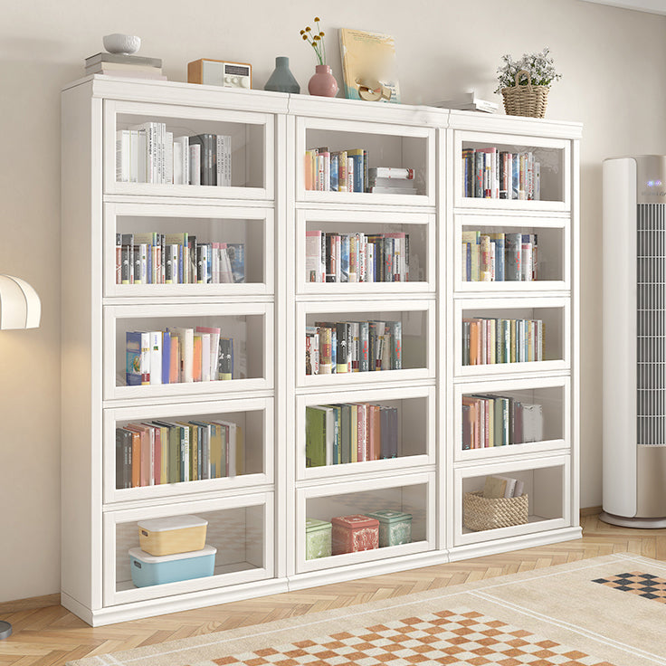 Wood Engineered Bookshelf Standard Contemporary Bookcase with Cabinets