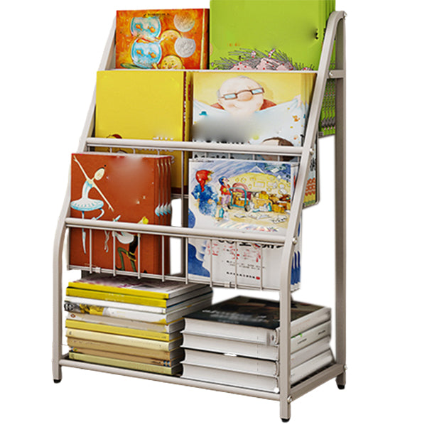 Contemporary Metal Bookshelf White Ladder Shelf Bookcase for Study Room