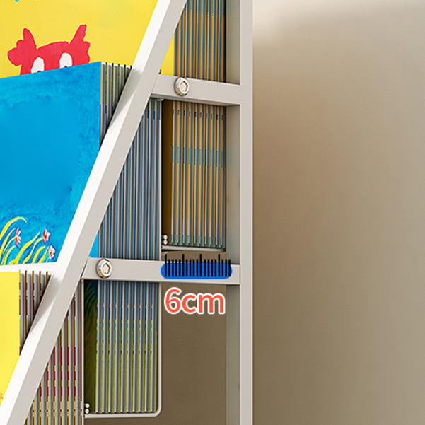 Contemporary Metal Bookshelf White Ladder Shelf Bookcase for Study Room