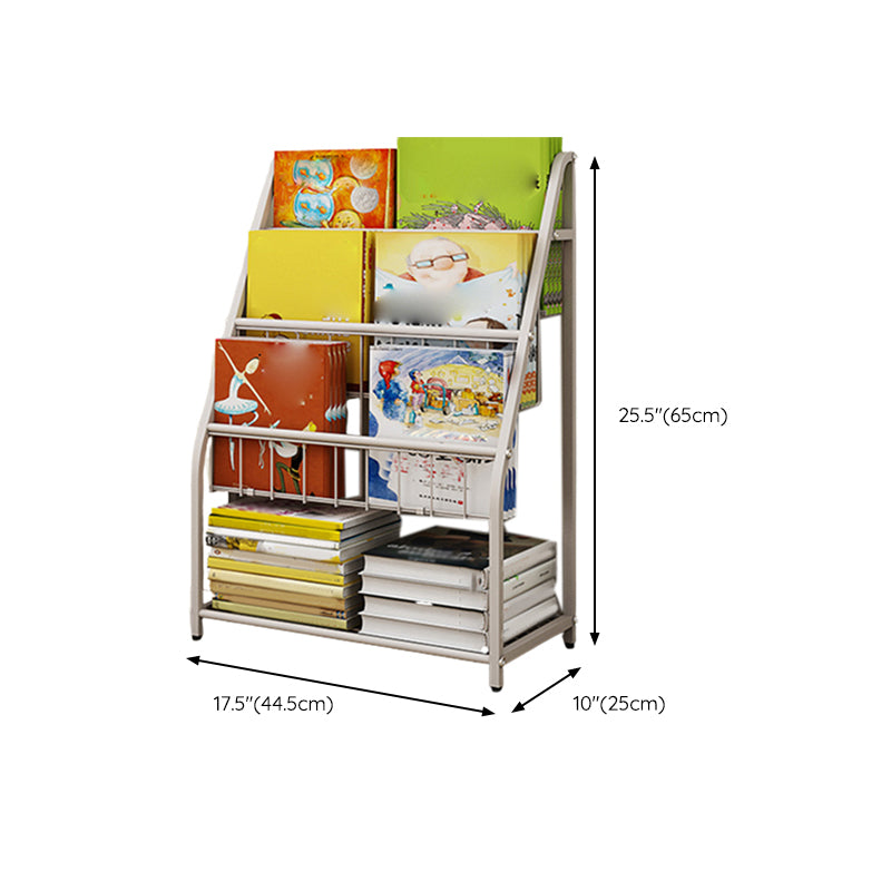 Contemporary Metal Bookshelf White Ladder Shelf Bookcase for Study Room