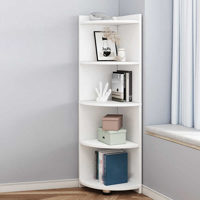 Modern Corner Closed Back Shelf Bookcase Engineered Wood Bookshelf with Cabinets