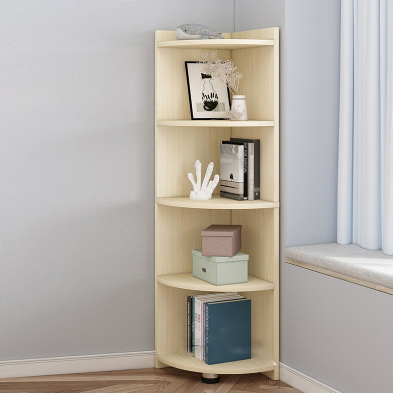 Modern Corner Closed Back Shelf Bookcase Engineered Wood Bookshelf with Cabinets