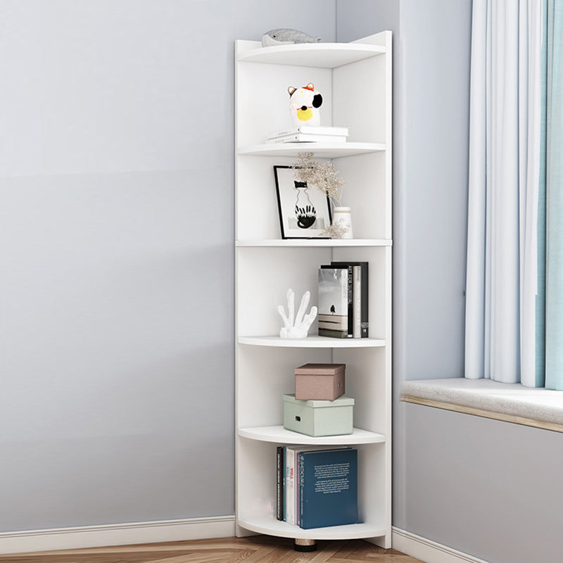 Modern Corner Closed Back Shelf Bookcase Engineered Wood Bookshelf with Cabinets
