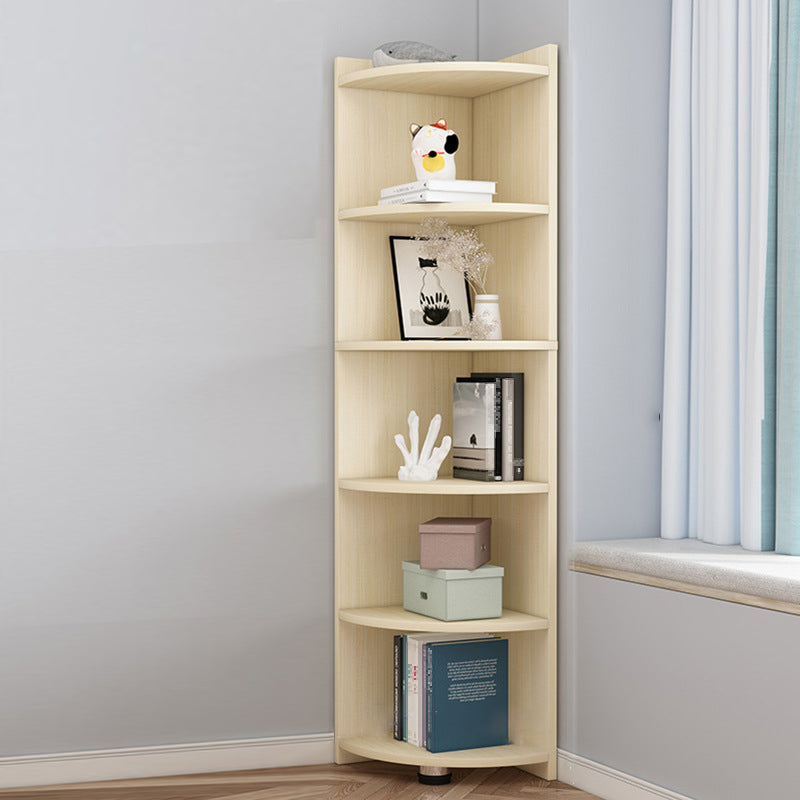 Modern Corner Closed Back Shelf Bookcase Engineered Wood Bookshelf with Cabinets