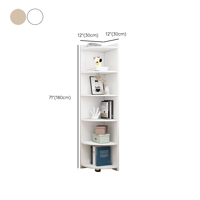 Modern Corner Closed Back Shelf Bookcase Engineered Wood Bookshelf with Cabinets
