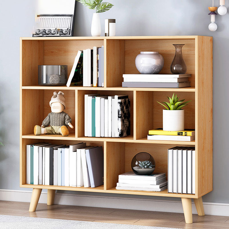 Closed Back Engineered Wood Shelf Bookcase Contemporary Bookshelf for Study Room