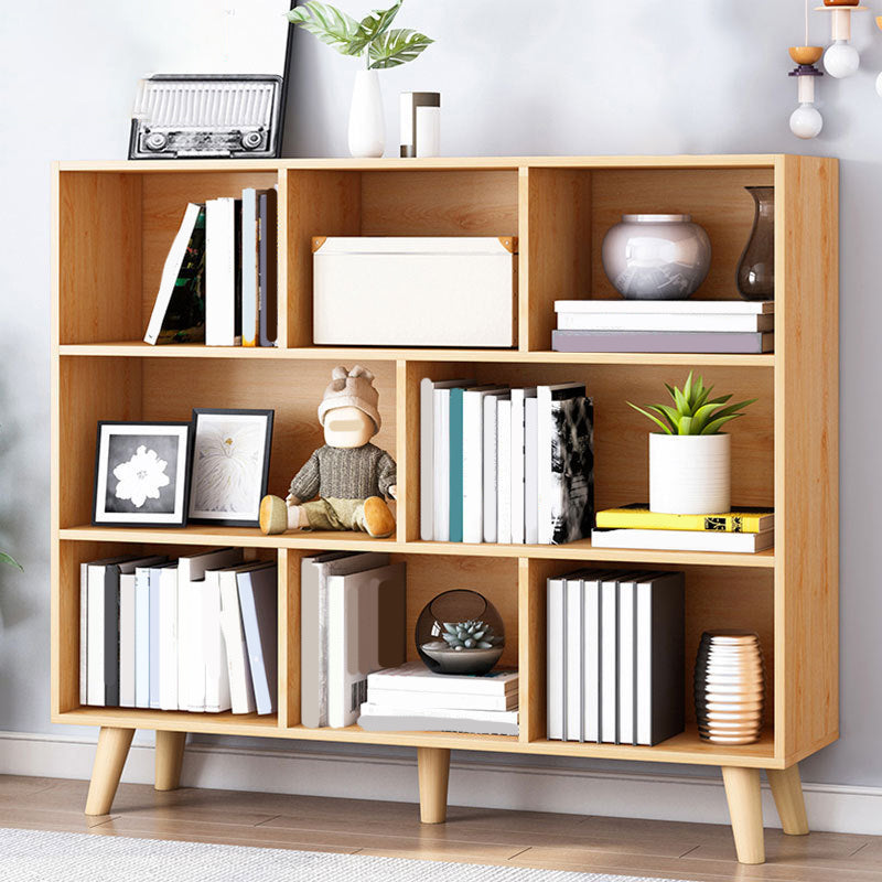 Closed Back Engineered Wood Shelf Bookcase Contemporary Bookshelf for Study Room