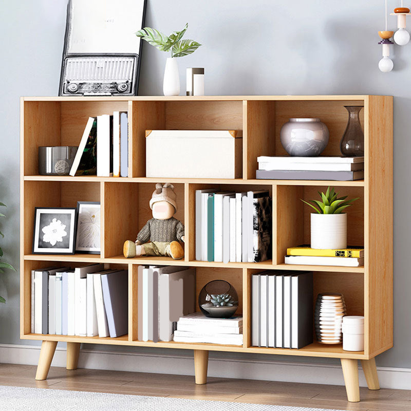 Closed Back Engineered Wood Shelf Bookcase Contemporary Bookshelf for Study Room