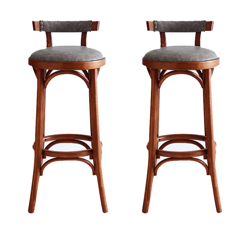 Industrial Wood Counter Stool Faux Leather Counter Height Stools for Home Use