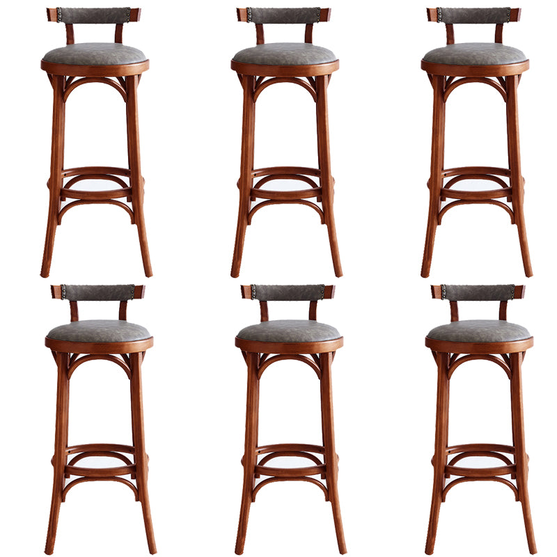 Industrial Wood Counter Stool Faux Leather Counter Height Stools for Home Use