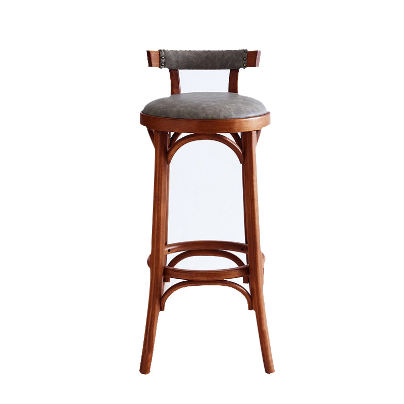 Industrial Wood Counter Stool Faux Leather Counter Height Stools for Home Use