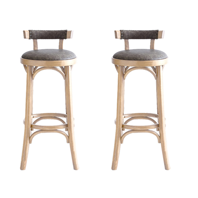 Industrial Wood Counter Stool Faux Leather Counter Height Stools for Home Use