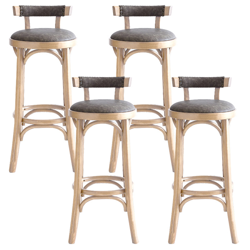 Industrial Wood Counter Stool Faux Leather Counter Height Stools for Home Use