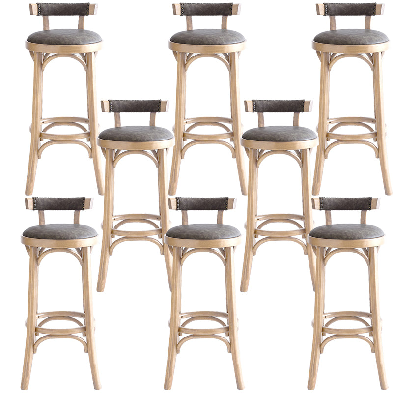 Industrial Wood Counter Stool Faux Leather Counter Height Stools for Home Use
