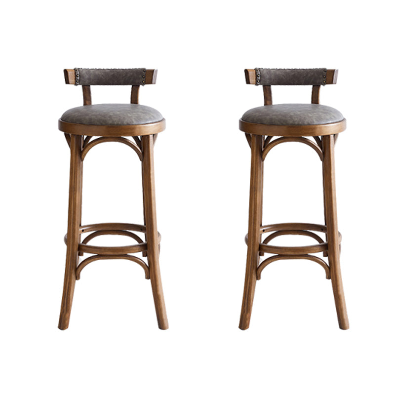 Industrial Wood Counter Stool Faux Leather Counter Height Stools for Home Use