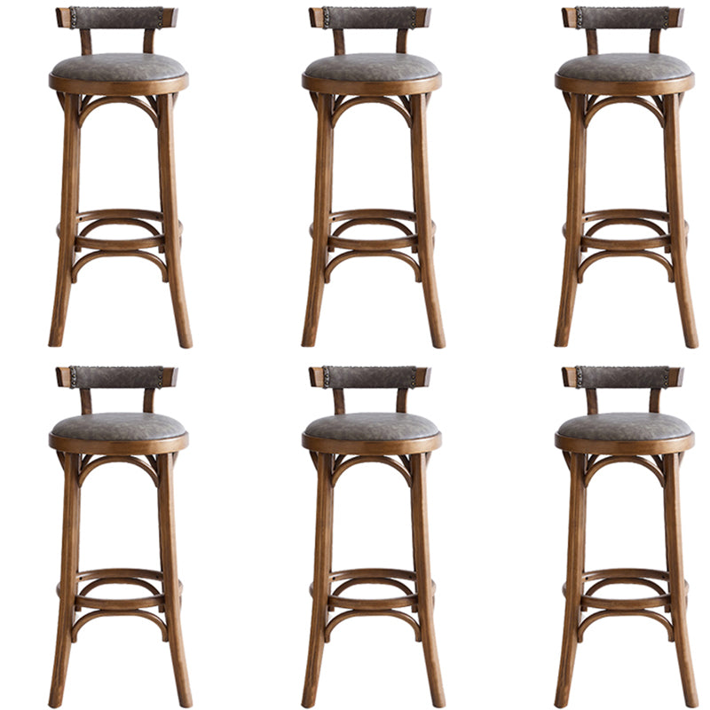 Industrial Wood Counter Stool Faux Leather Counter Height Stools for Home Use