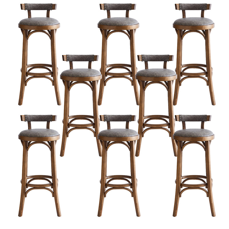 Industrial Wood Counter Stool Faux Leather Counter Height Stools for Home Use