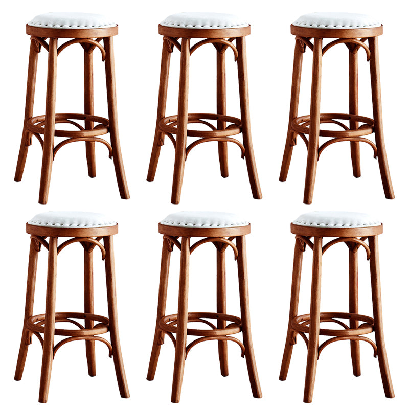Industrial Style Bar-stool Round Seat Counter Bar Stool with Wooden Legs