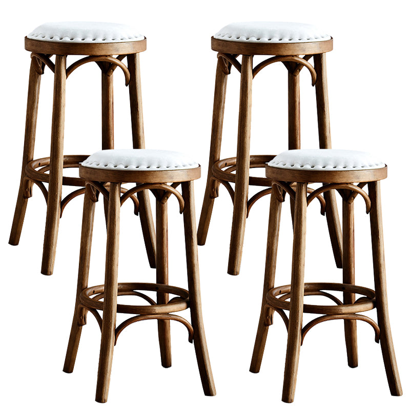 Industrial Style Bar-stool Round Seat Counter Bar Stool with Wooden Legs