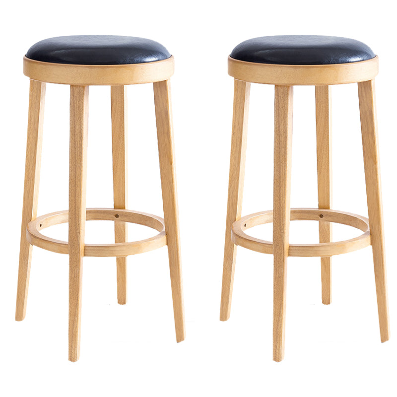 Industrial Bar-stool Round Seat Counter Bar Stool with Wooden Legs for Home