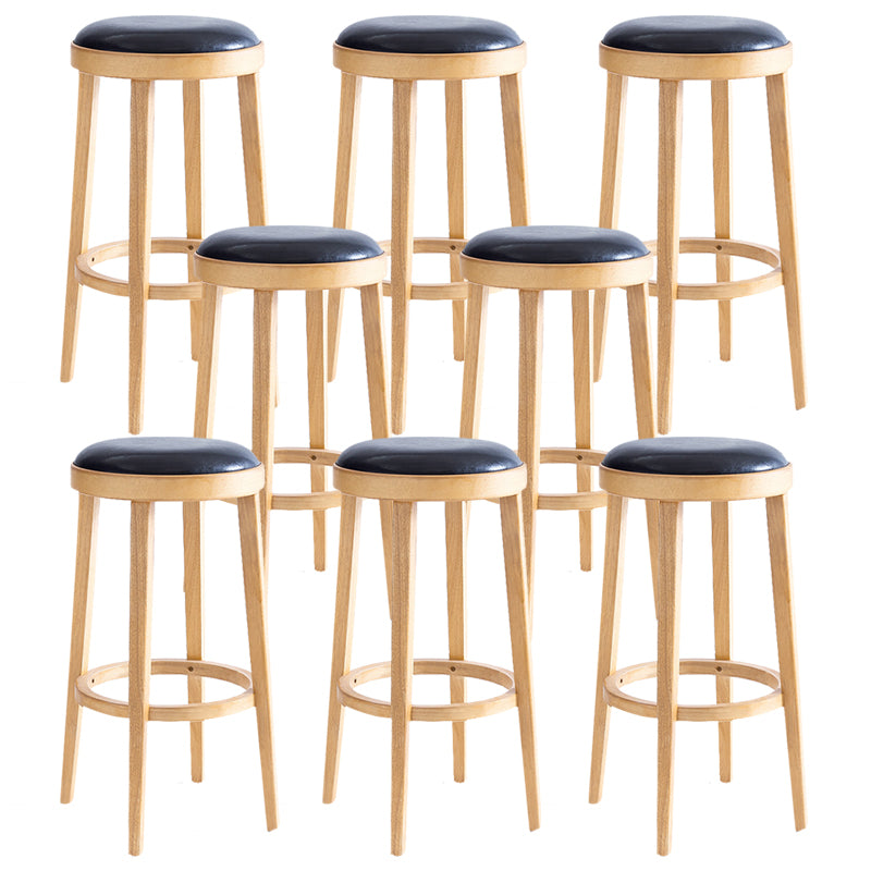 Industrial Bar-stool Round Seat Counter Bar Stool with Wooden Legs for Home