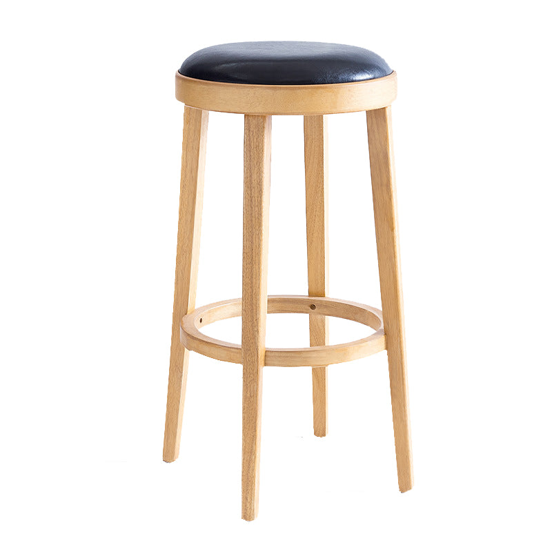 Industrial Bar-stool Round Seat Counter Bar Stool with Wooden Legs for Home