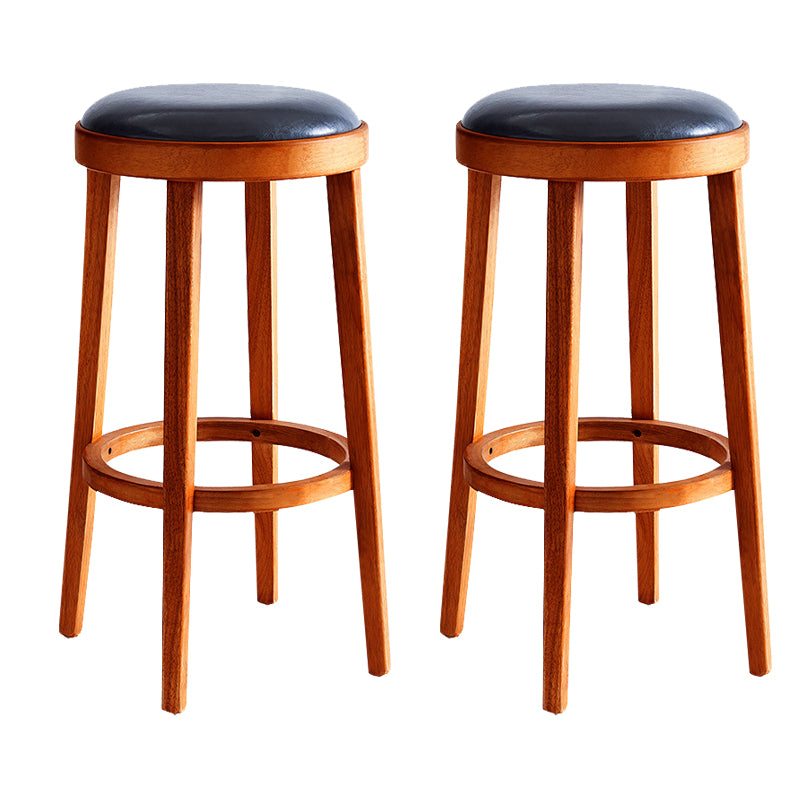 Industrial Bar-stool Round Seat Counter Bar Stool with Wooden Legs for Home