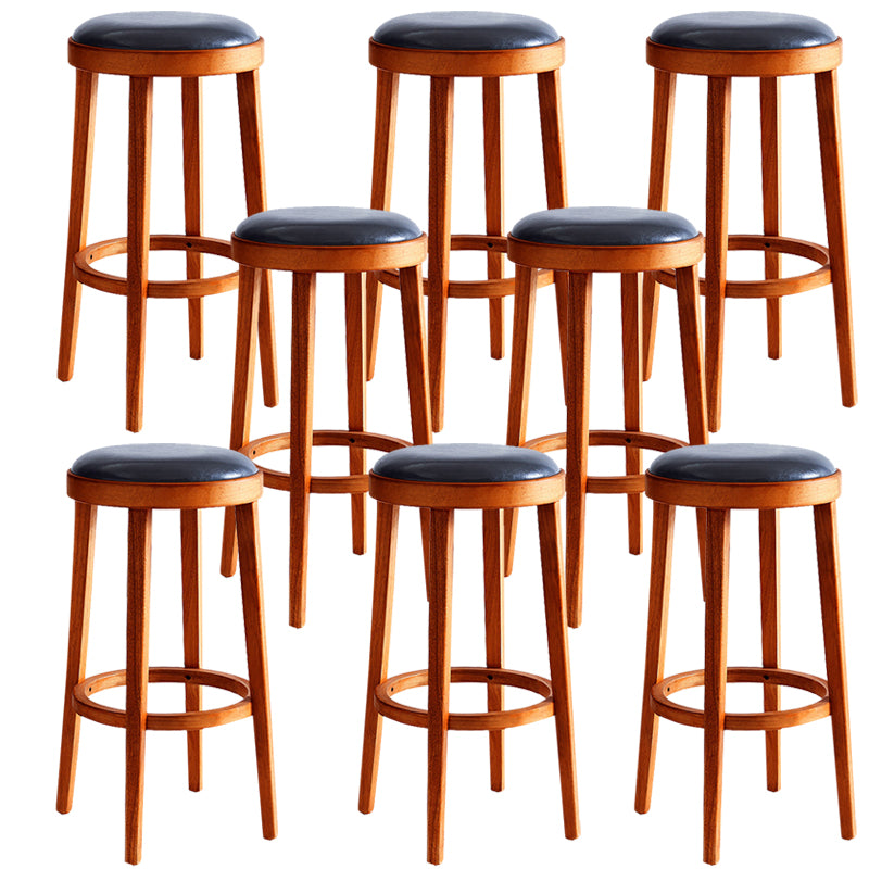 Industrial Bar-stool Round Seat Counter Bar Stool with Wooden Legs for Home