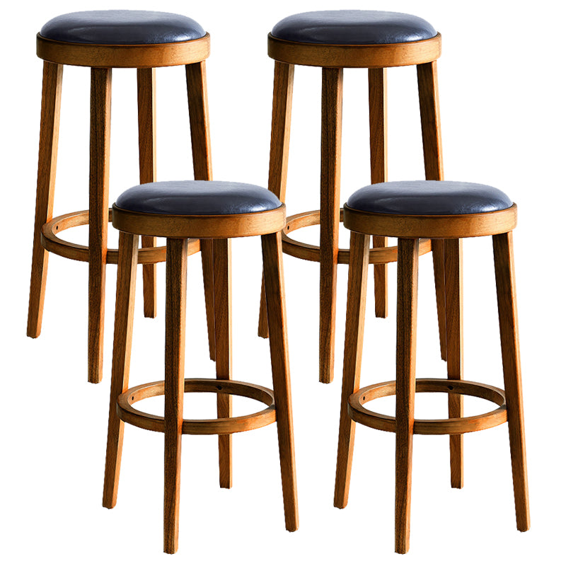 Industrial Bar-stool Round Seat Counter Bar Stool with Wooden Legs for Home