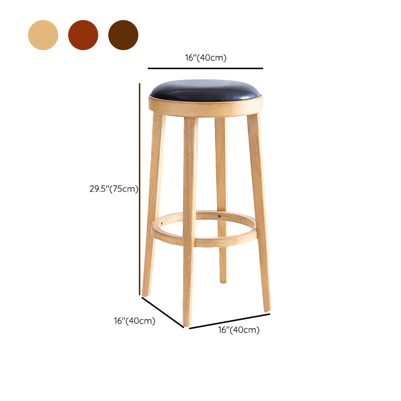 Industrial Bar-stool Round Seat Counter Bar Stool with Wooden Legs for Home
