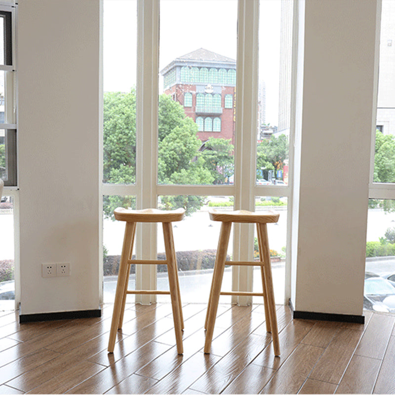 Contemporary Style Counter Stool Pine Solid Wood Bar Stool with Footrest